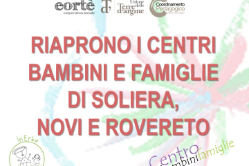 Riaprono i Centri Bambini e Famiglie di Soliera, Novi e Rovereto